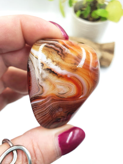Sardonyx Palm Stone - Strength & Protection Healing, 60g