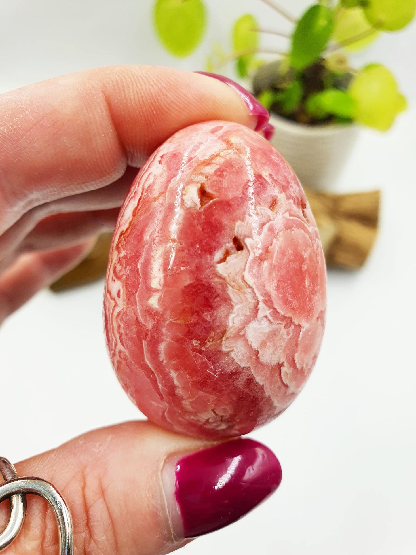 High Grade Rhodochrosite Crystal Egg - Love & Emotional Healing Heart Chakra Crystal Carving - 110g