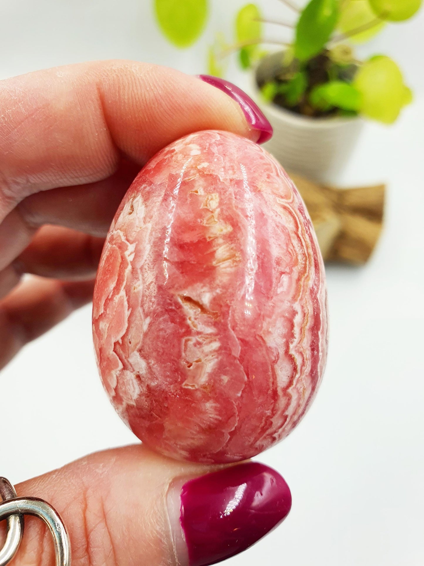 High Grade Rhodochrosite Crystal Egg - Love & Emotional Healing Heart Chakra Crystal Carving - 110g