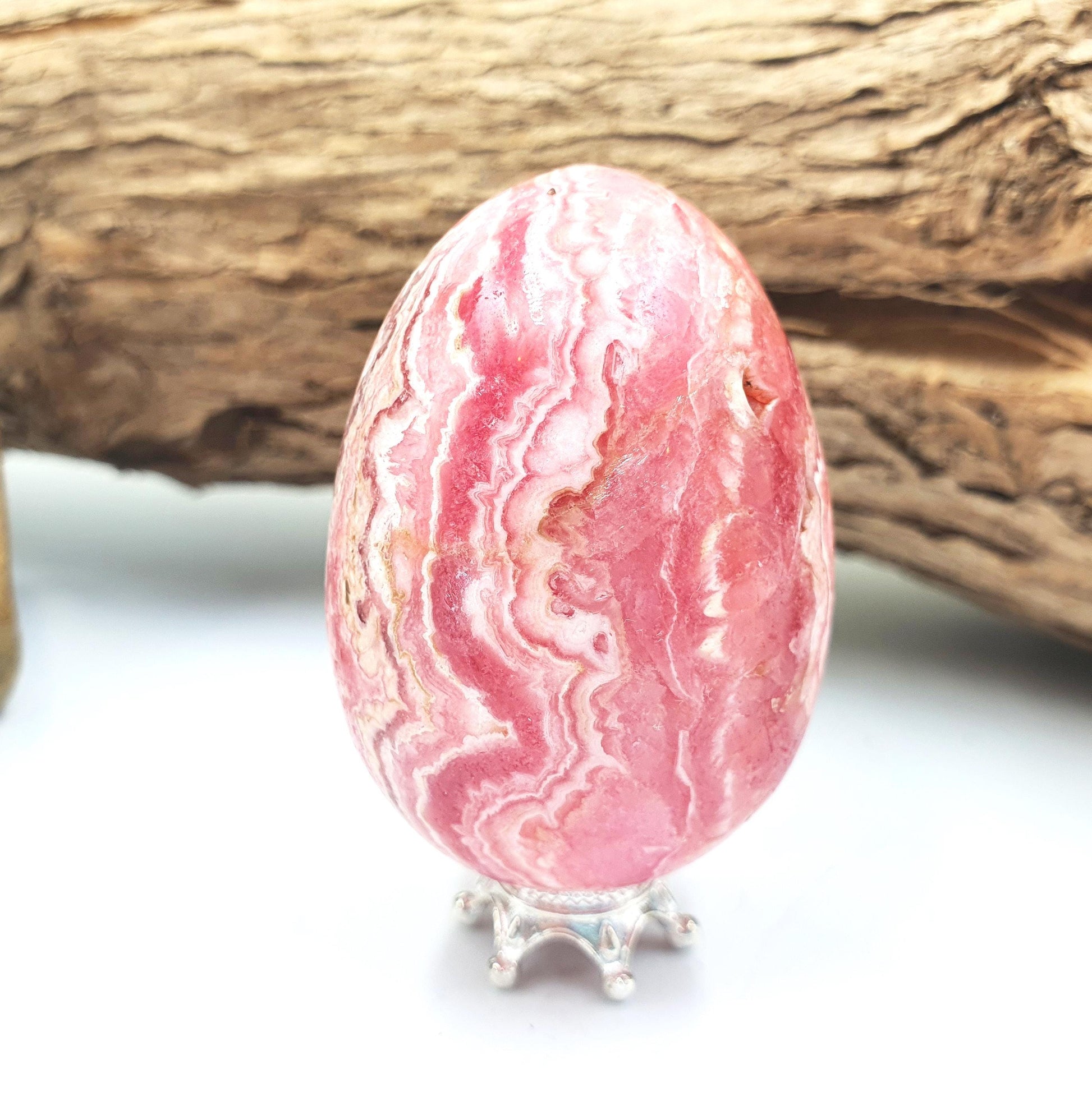 High Grade Rhodochrosite Crystal Egg - Love & Emotional Healing Heart Chakra Crystal Carving - 110g