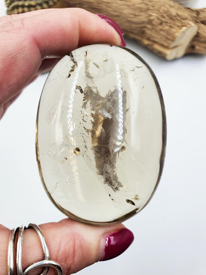 Large High Grade Large Smoky Quartz Palm Stone - Grounding & Protection Crystal, 185g