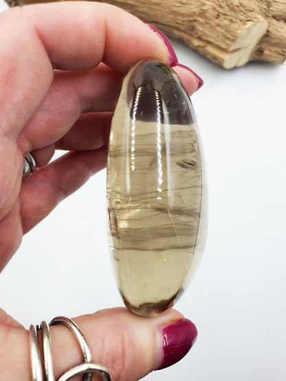 Large High Grade Large Smoky Quartz Palm Stone - Grounding & Protection Crystal, 185g