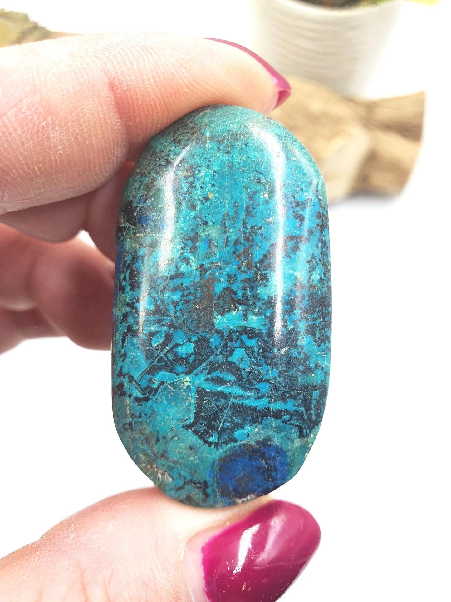 Phoenix Turquoise Palm Stone: Reiki and Meditation Crystal, 35g