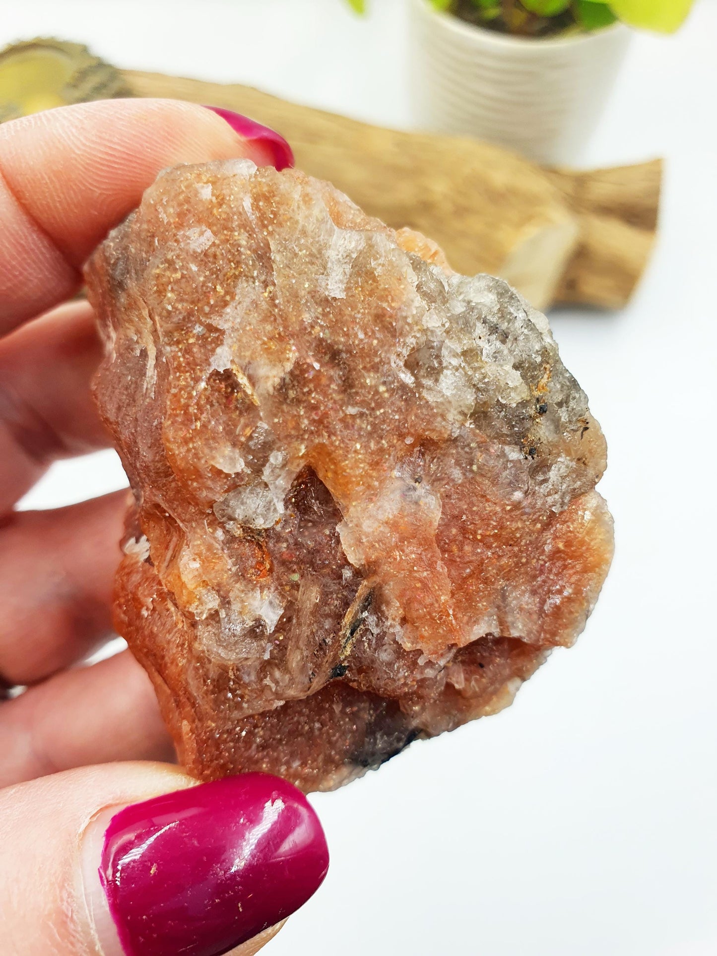 Sparkly Raw Sunstone Specimen – Joy, Confidence & Positive Energy Natural Crystal Piece, 95g