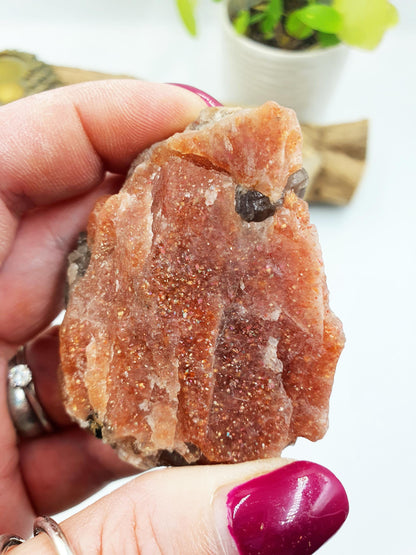 Sparkly Raw Sunstone Specimen – Joy, Confidence & Positive Energy Natural Crystal Piece, 95g