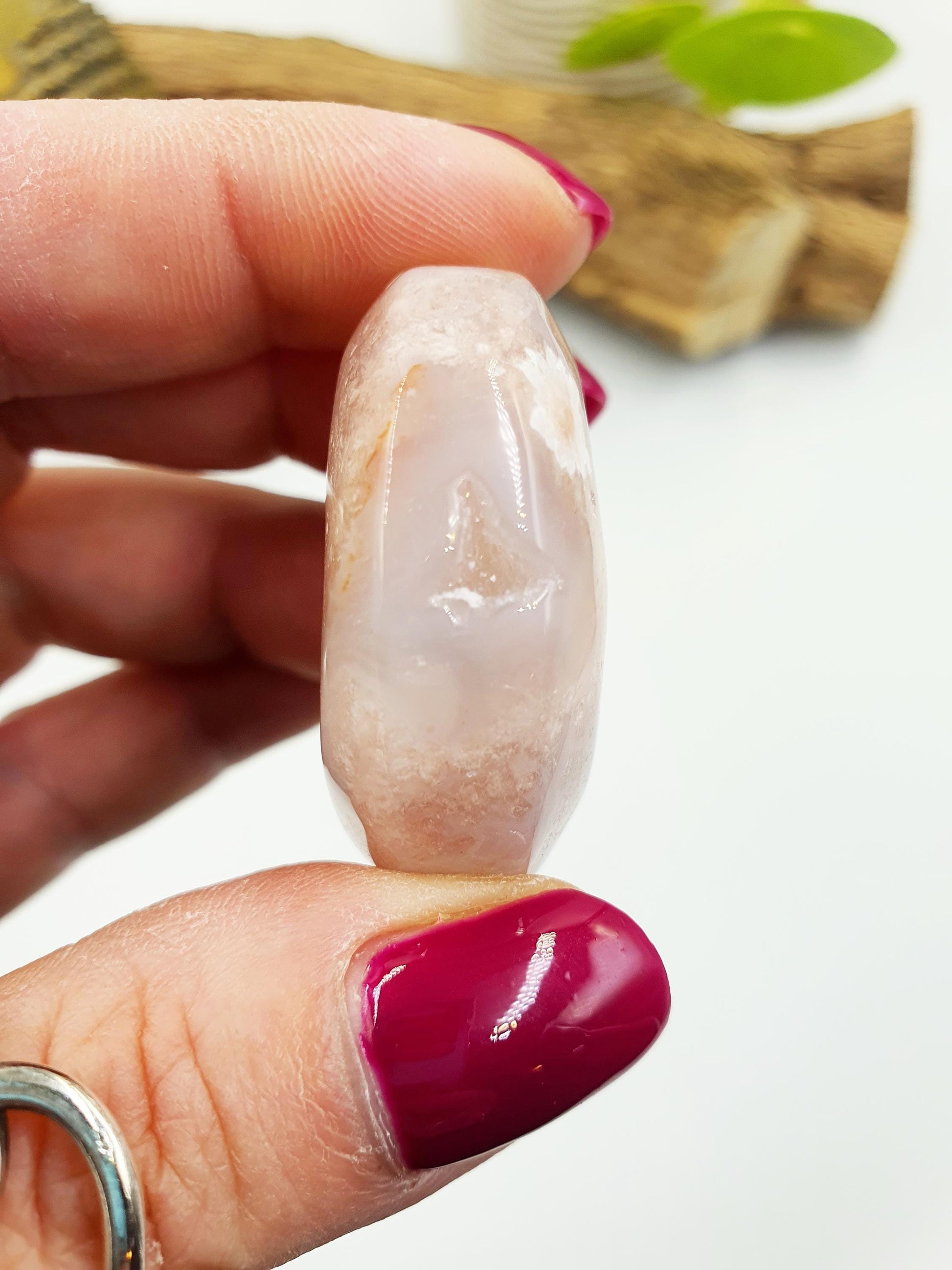Flower Agate (Sakura) Palm Stone - Growth, Creativity & Emotional Healing Crystal, 40g