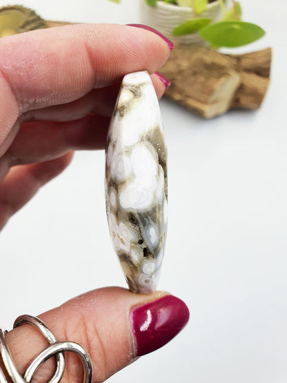 Sparkly Orbicular Ocean Jasper Palm - Joy & Renewal Healing Crystal - 55g