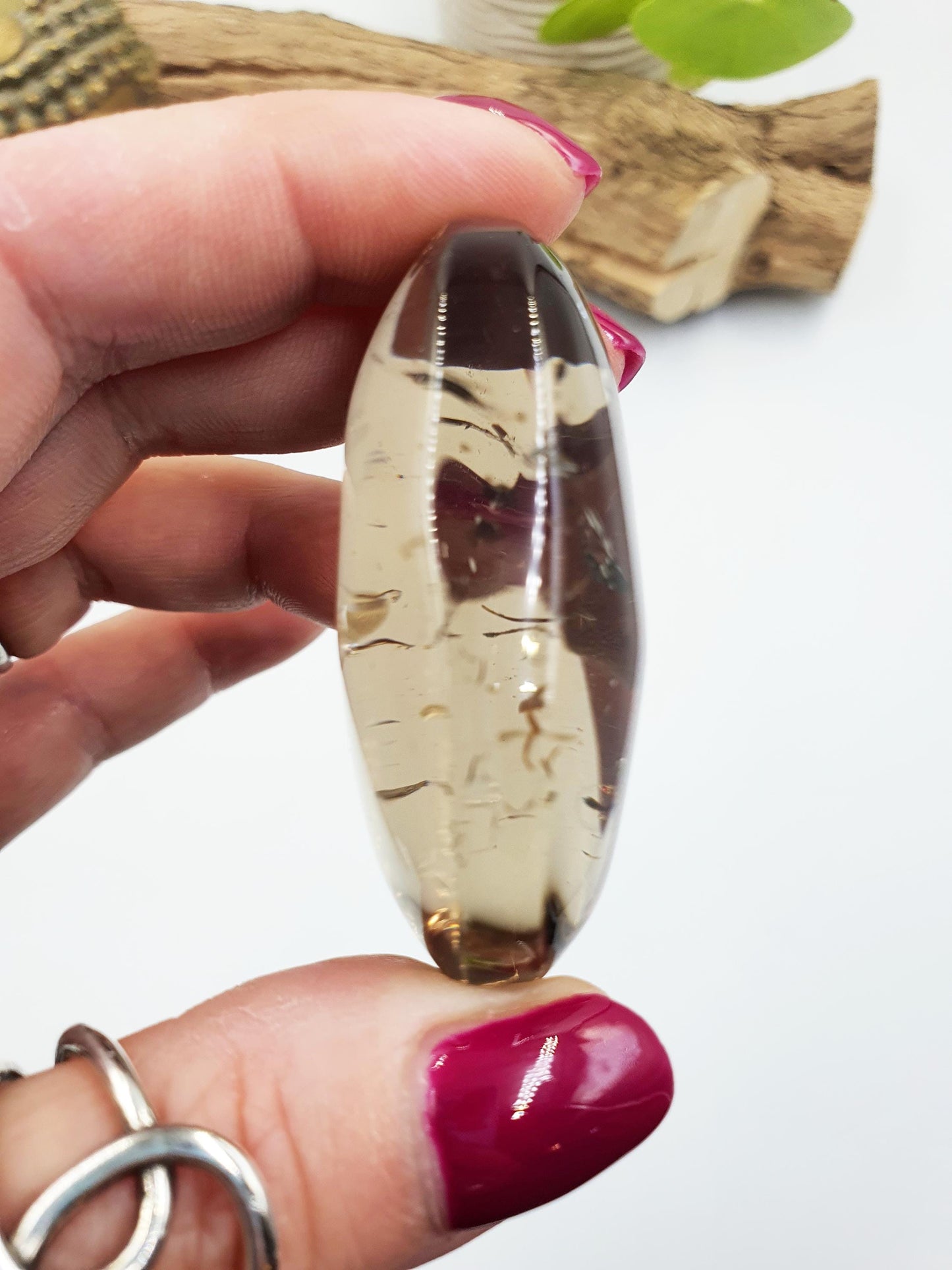 High Grade Large Smoky Quartz Palm Stone - Grounding & Protection Crystal, 65g