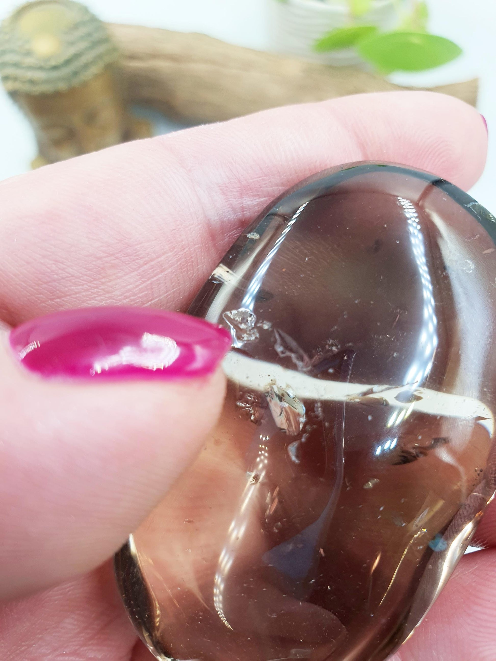 High Grade Large Smoky Quartz Palm Stone - Grounding & Protection Crystal, 65g