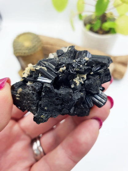 Flashy Raw Zambian Tourmaline Cluster Specimen - Natural Protection and Grounding Crystal - 90g