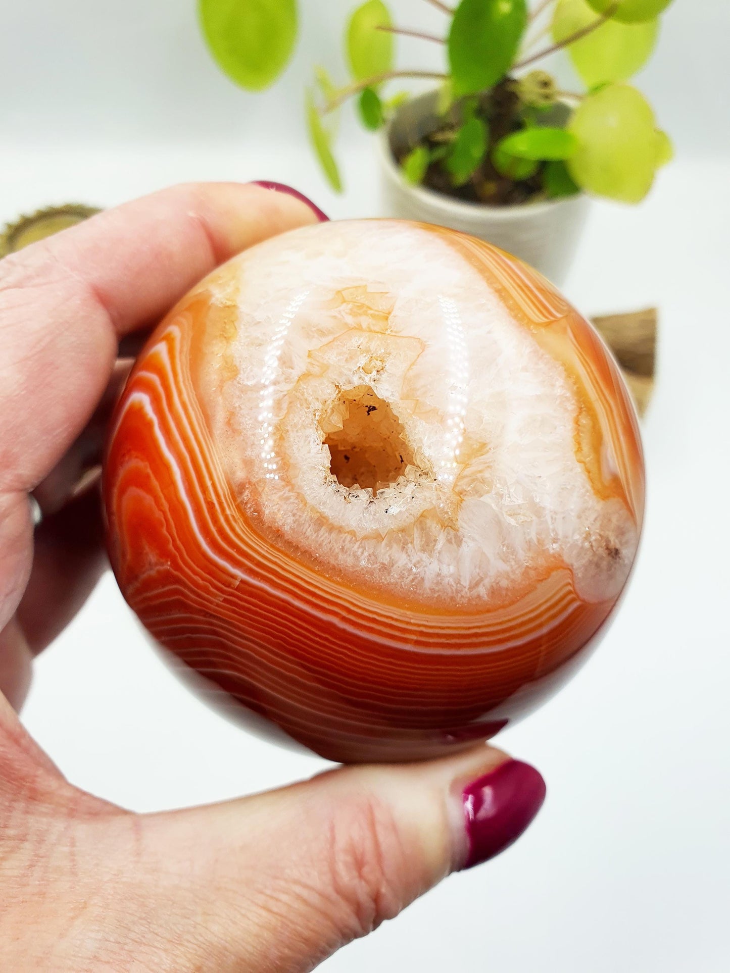 Large Carnelian Sphere – Courage, Creativity & Motivation Healing Crystal Ball, 77mm