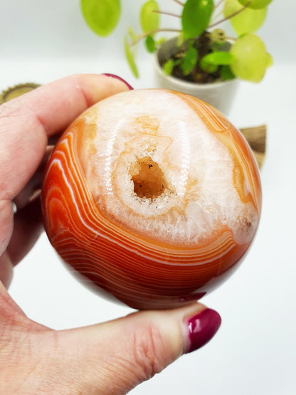 Large Carnelian Sphere – Courage, Creativity & Motivation Healing Crystal Ball, 77mm