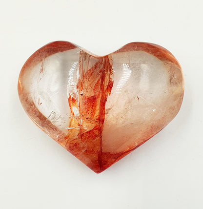 Large Madagascan Fire Quartz (Hematoid) Crystal Heart - Grounding, Vitality & Balance Healing Crystal Carving, 195g