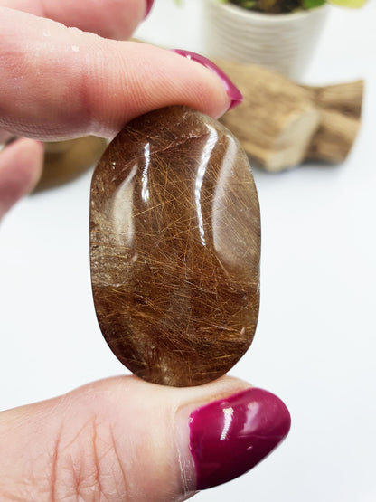 Little Golden Rutile Quartz Palm Stone – Clarity, Manifestation & Positive Energy Healing Crystal, 30g