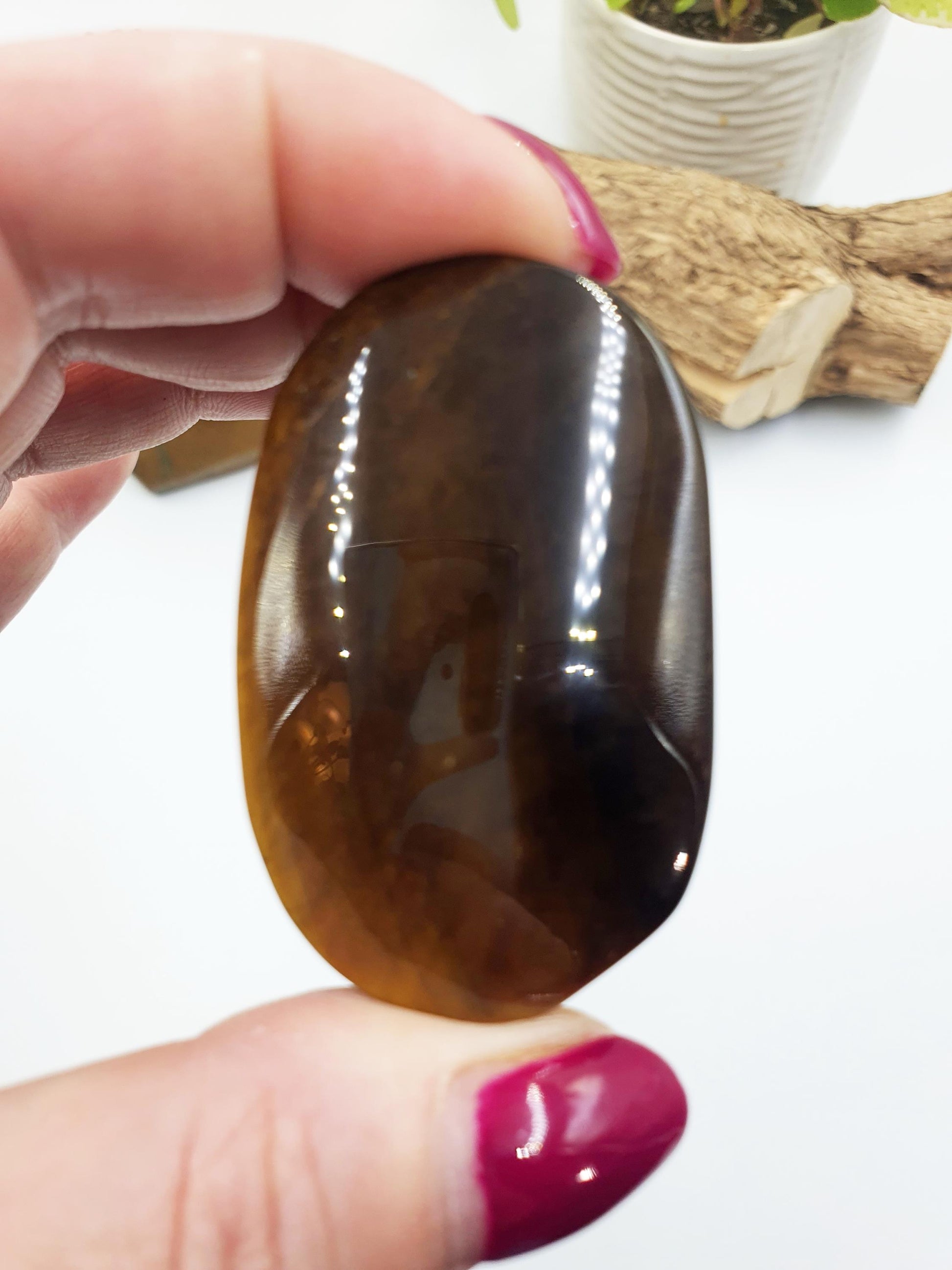 High Grade Yellow Tigers Eye Palm Stone - Protection & Courage Crystal - 50g