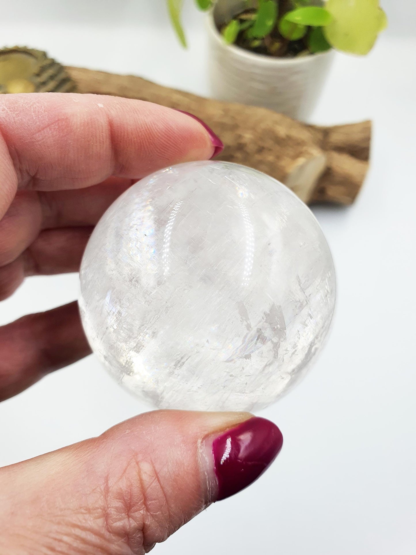 Flashy Optical Calcite Sphere – Clarity, Focus & Energy Amplification Healing Crystal Ball, 54mm