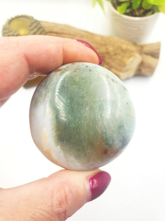 Large Ocean Jasper Palm - Joy & Renewal Healing Crystal - 145g