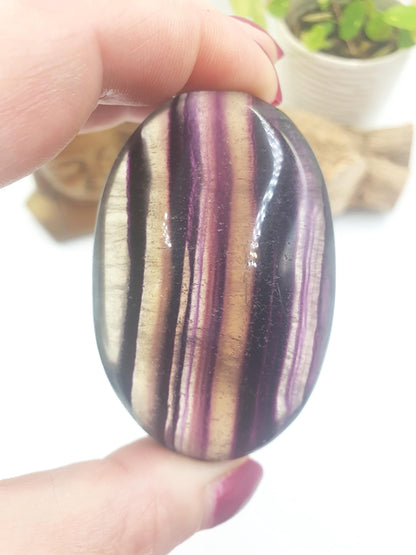 Large High Grade Rainbow Fluorite Palm Stone - Focus and Clarity Healing Crystal - 130g