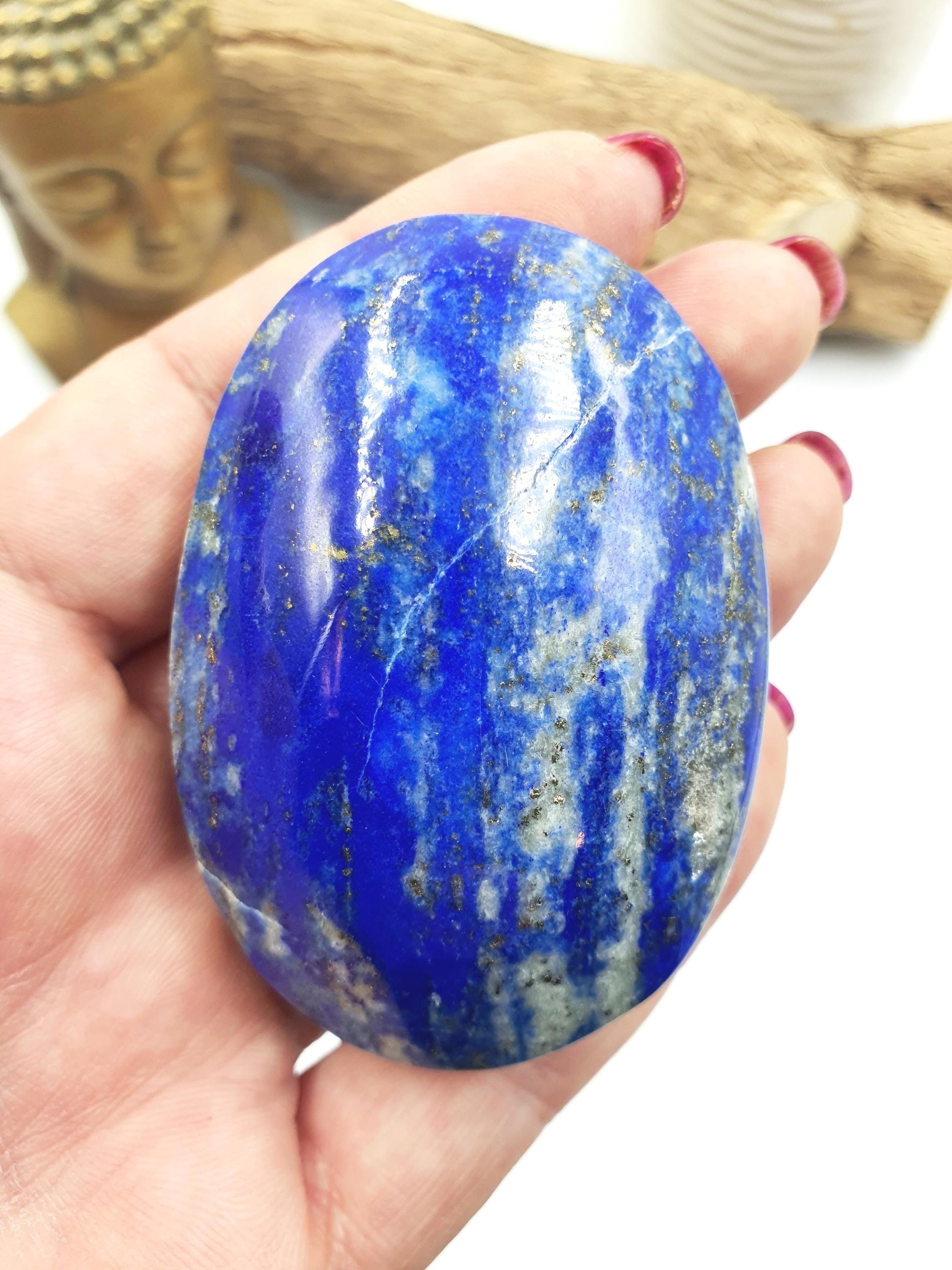 Large Lapis Lazuli Palm Stone - Wisdom & Truth Third Eye Chakra Crystal - 140g