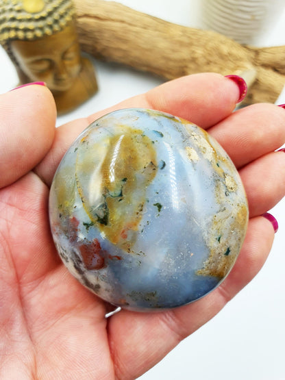 Large Ocean Jasper Palm - Joy & Renewal Healing Crystal - 110g