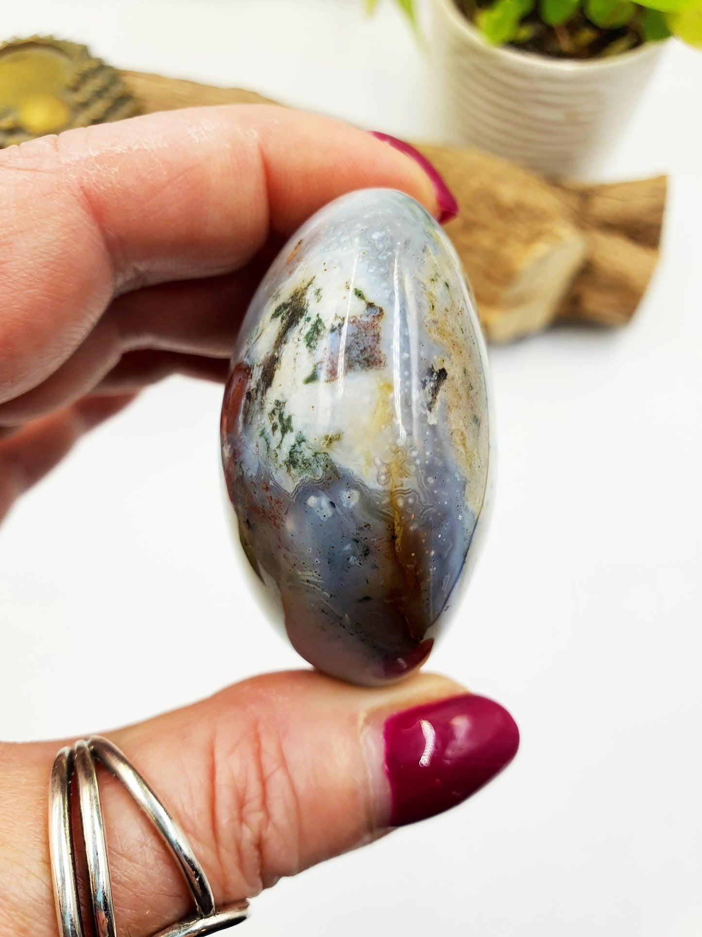 Large Ocean Jasper Palm - Joy & Renewal Healing Crystal - 110g