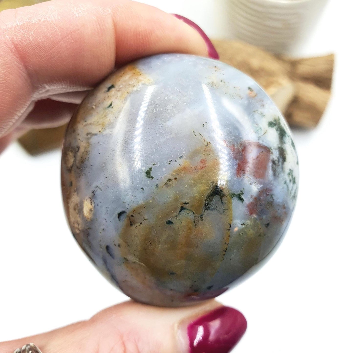 Large Ocean Jasper Palm - Joy & Renewal Healing Crystal - 110g