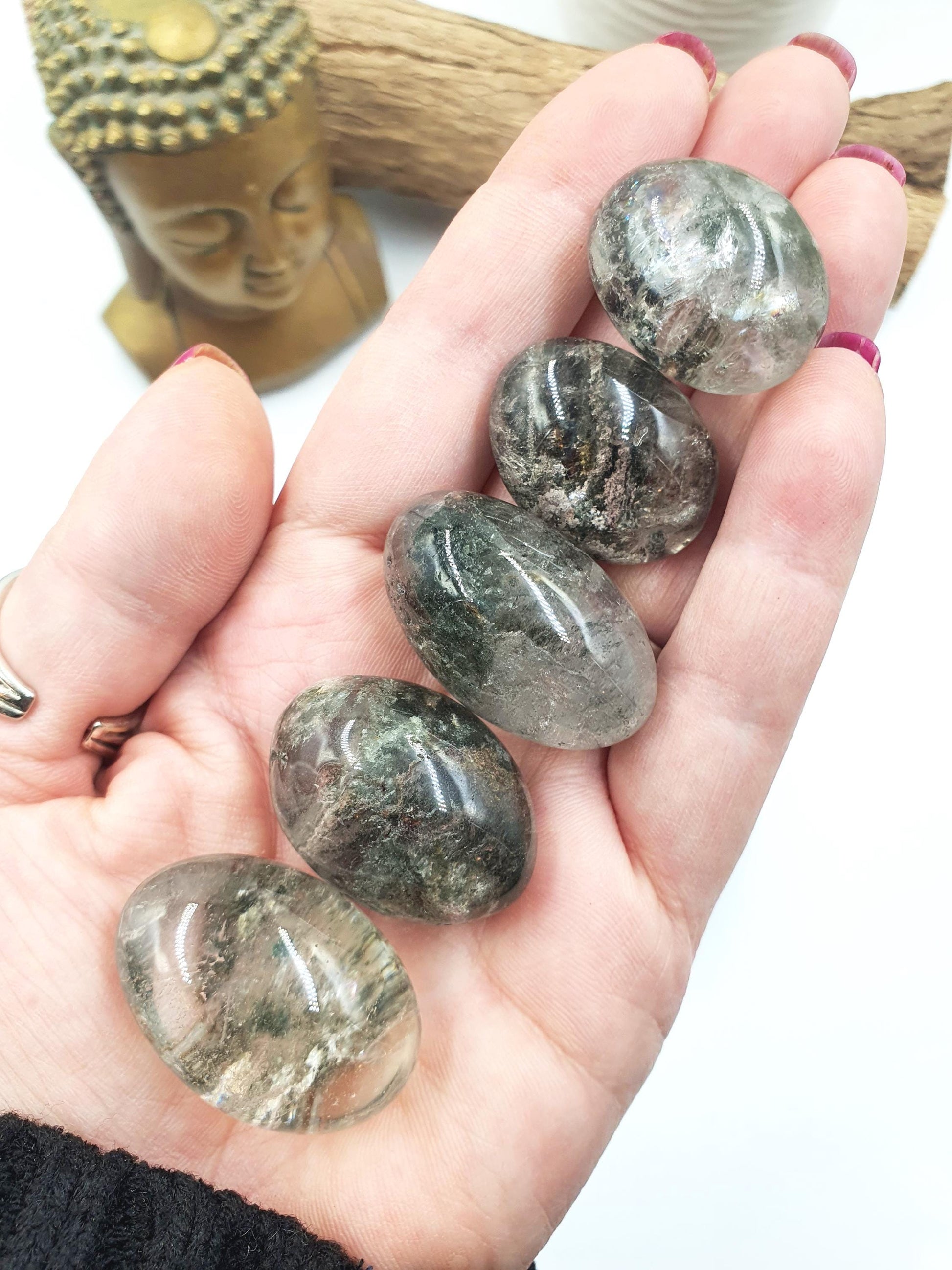 Garden Quartz (Lodolite) Tumble Stones – Manifestation, Clarity & Spiritual Healing Crystals, 2-3cm