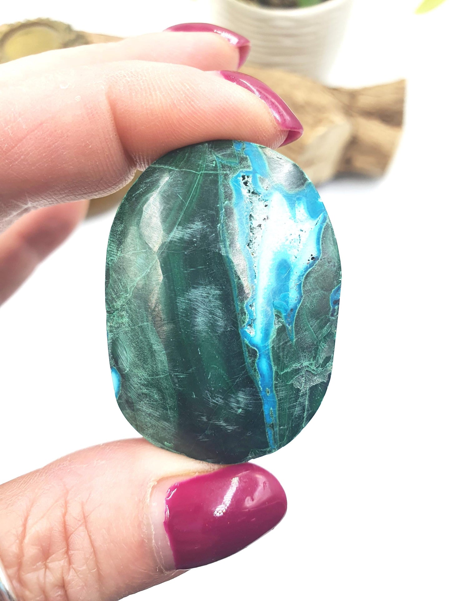 Chrysocolla & Malachite Palm Stone – Healing, Transformation and Emotional Balance Crystal, 50g