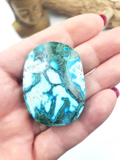 Chrysocolla & Malachite Palm Stone – Healing, Transformation and Emotional Balance Crystal, 50g