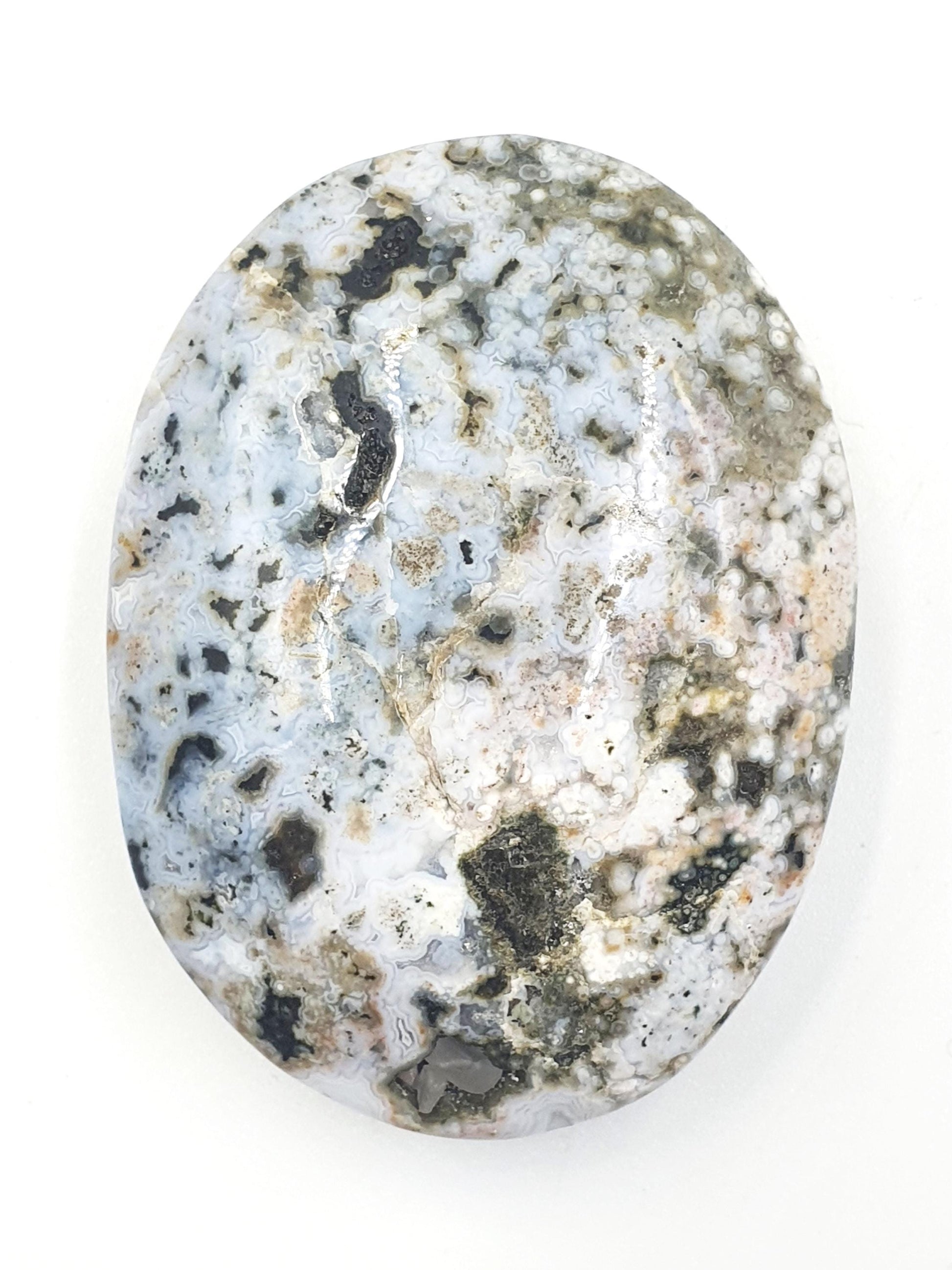 Orbicular Ocean Jasper Palm - Joy & Renewal Healing Crystal, 95g