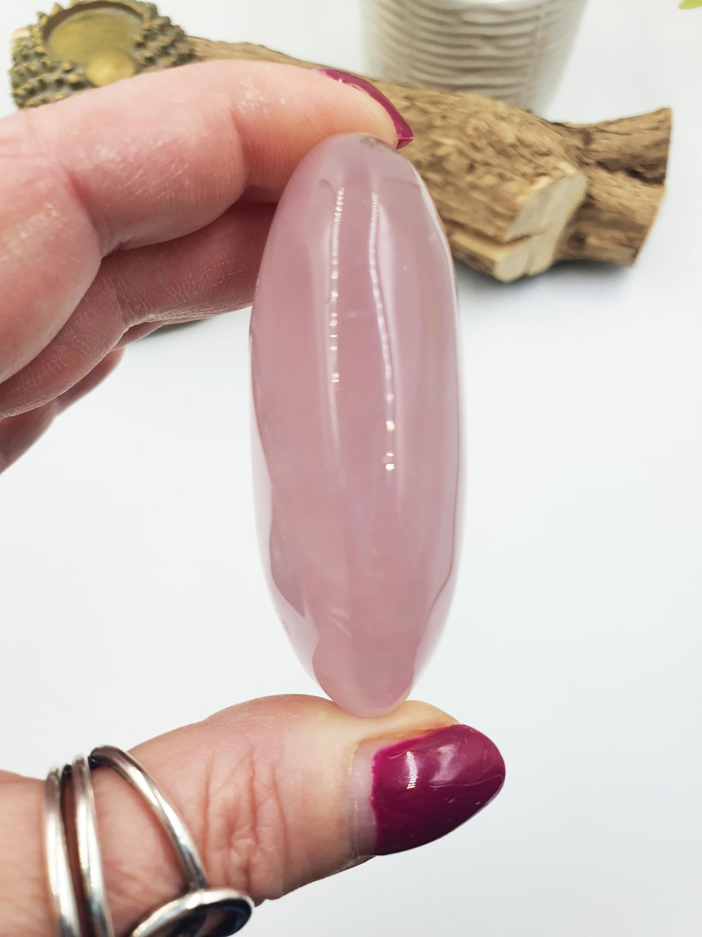 Large Rose Quartz Palm Stone - Love & Compassion Healing Crystal, 115g