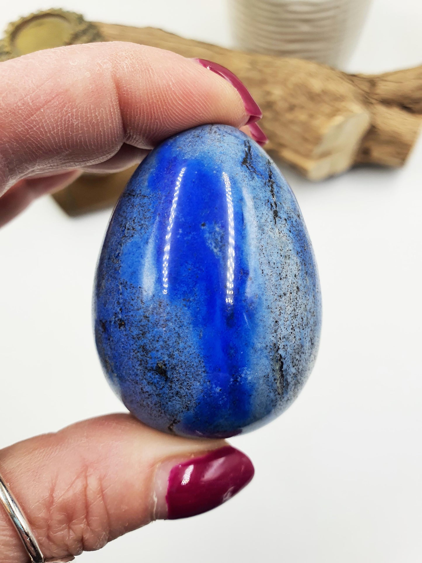Lapis Lazuli Crystal Egg – Wisdom, Truth & Intuition Healing Stone Carving, 125g