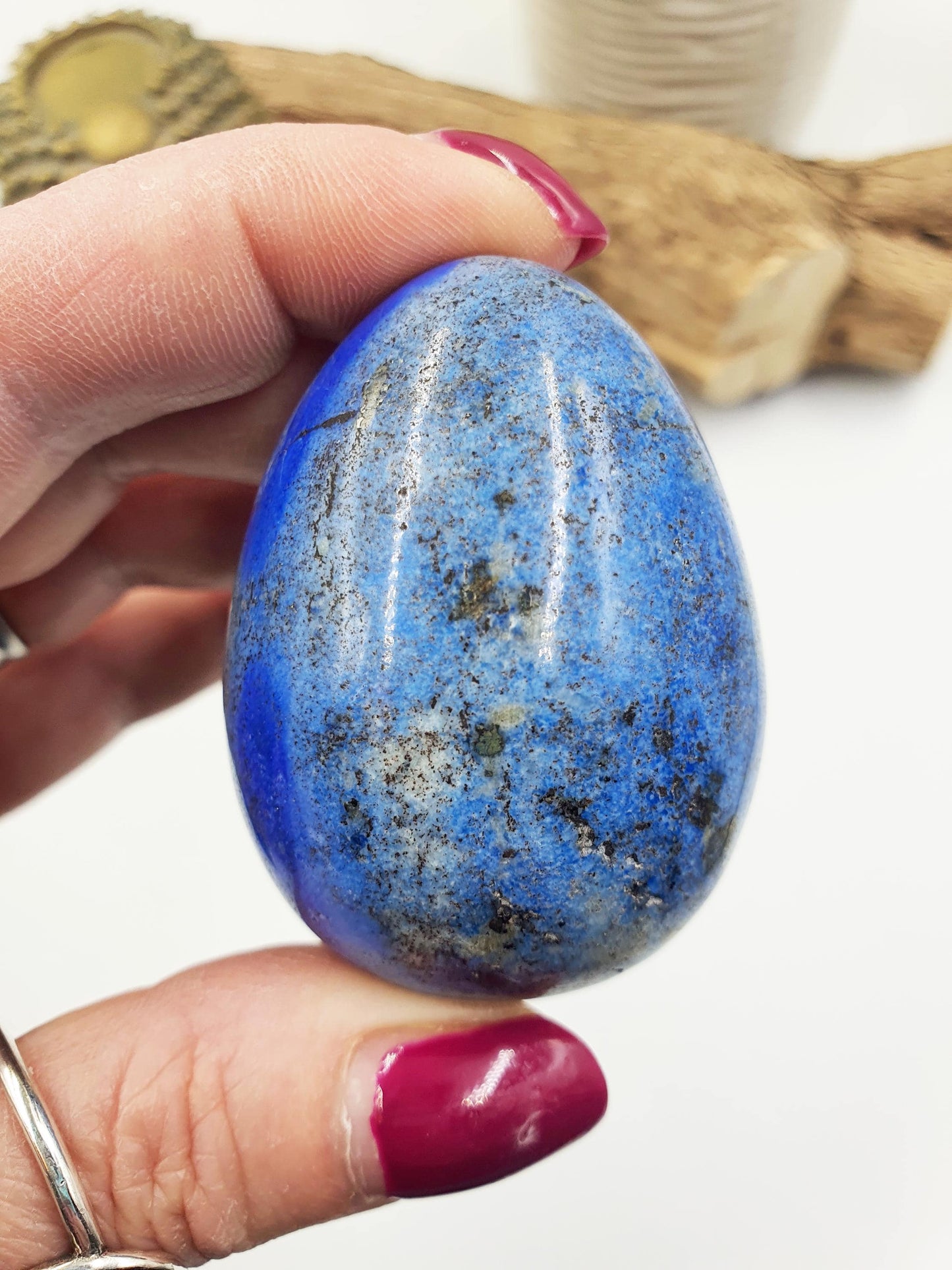 Lapis Lazuli Crystal Egg – Wisdom, Truth & Intuition Healing Stone Carving, 125g