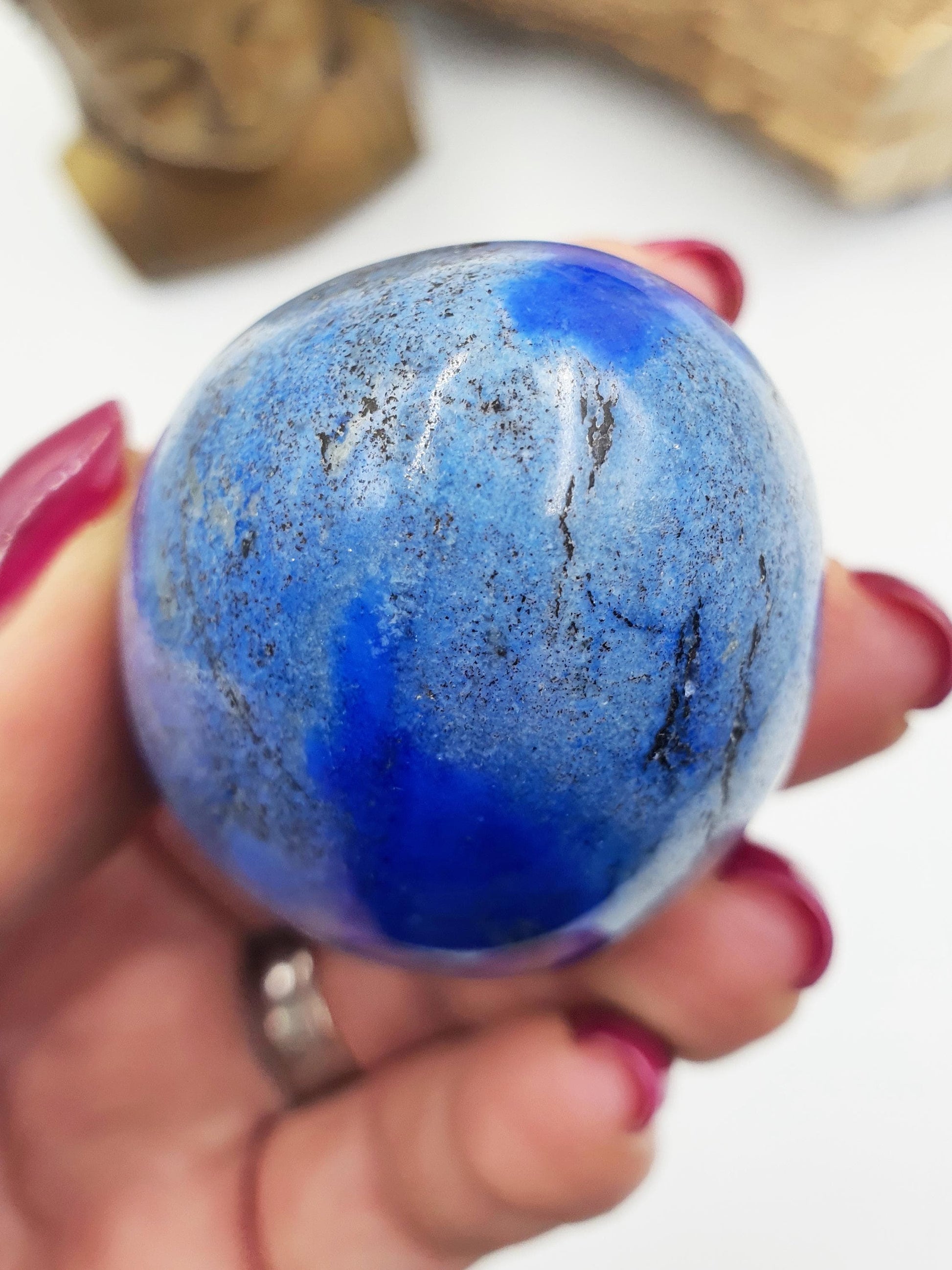 Lapis Lazuli Crystal Egg – Wisdom, Truth & Intuition Healing Stone Carving, 125g