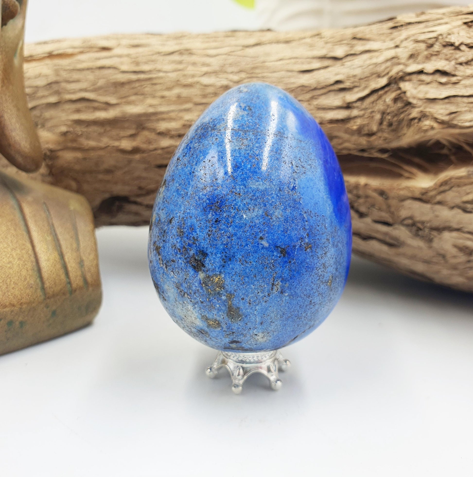 Lapis Lazuli Crystal Egg – Wisdom, Truth & Intuition Healing Stone Carving, 125g