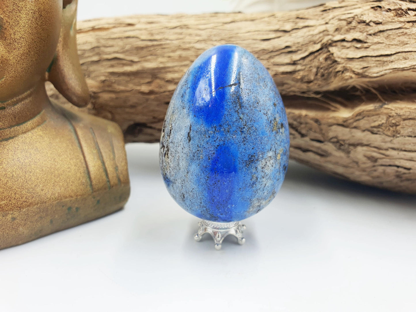 Lapis Lazuli Crystal Egg – Wisdom, Truth & Intuition Healing Stone Carving, 125g
