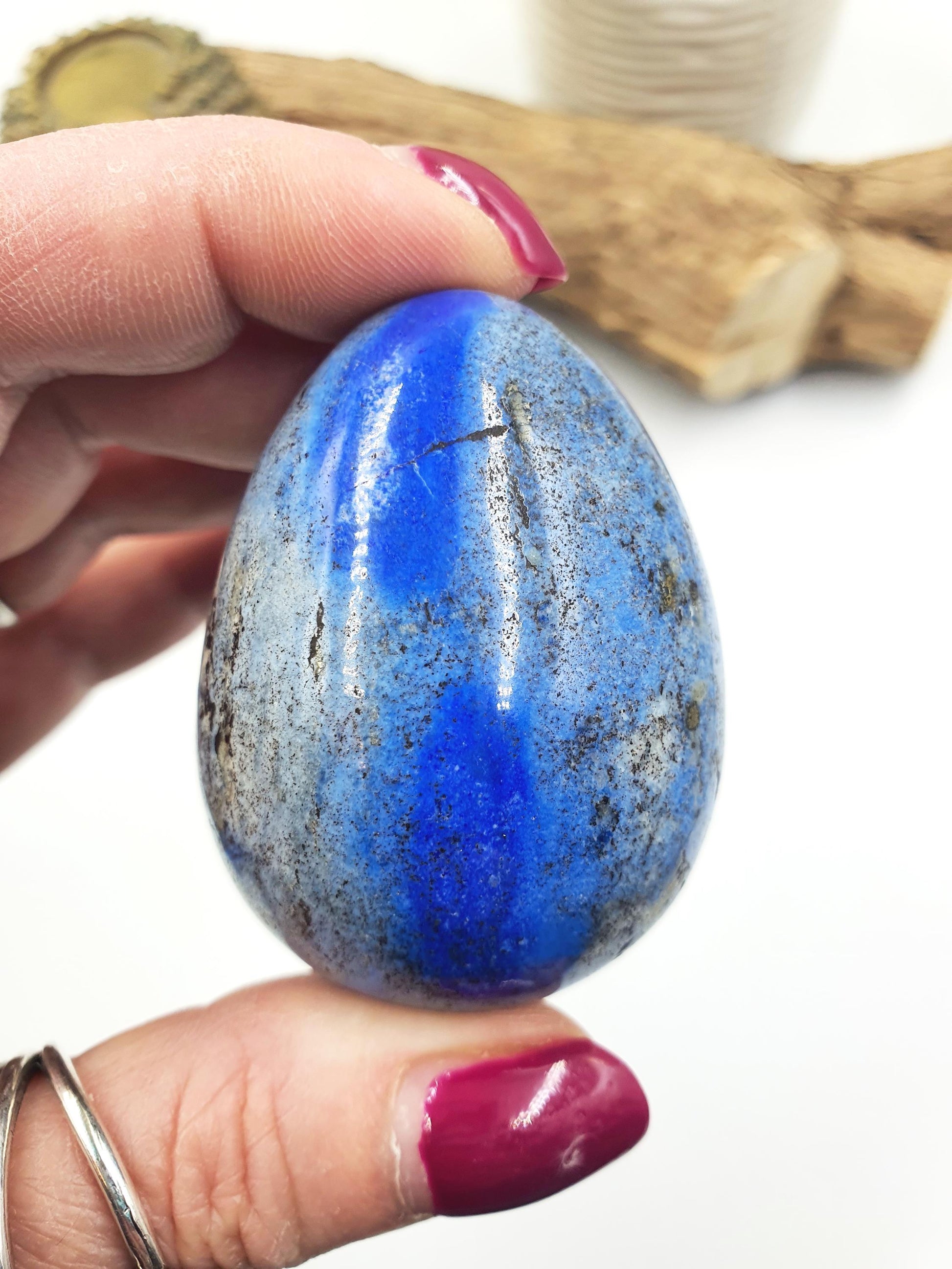 Lapis Lazuli Crystal Egg – Wisdom, Truth & Intuition Healing Stone Carving, 125g