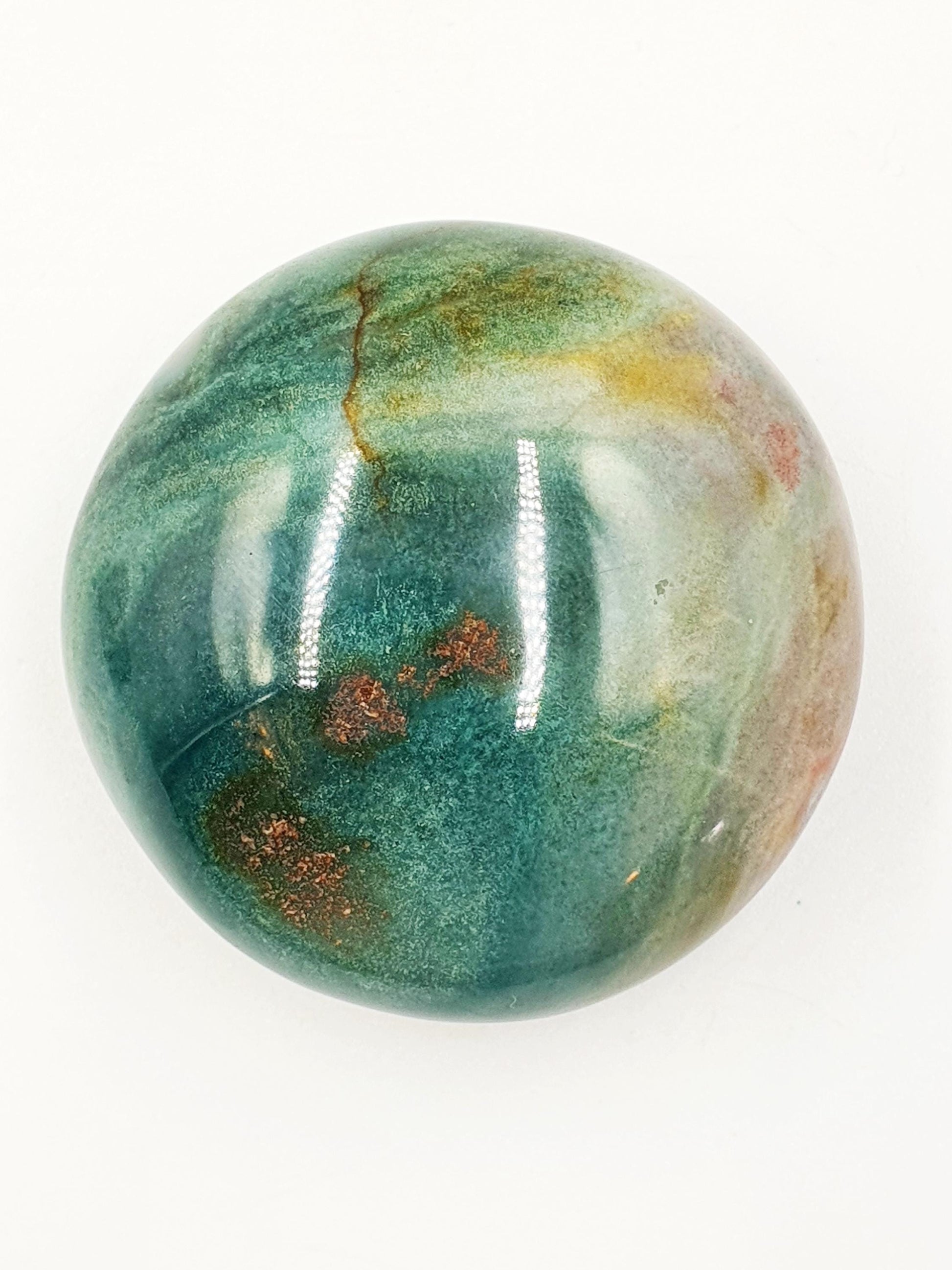 Round Ocean Jasper Palm - Joy & Renewal Healing Crystal - 105g