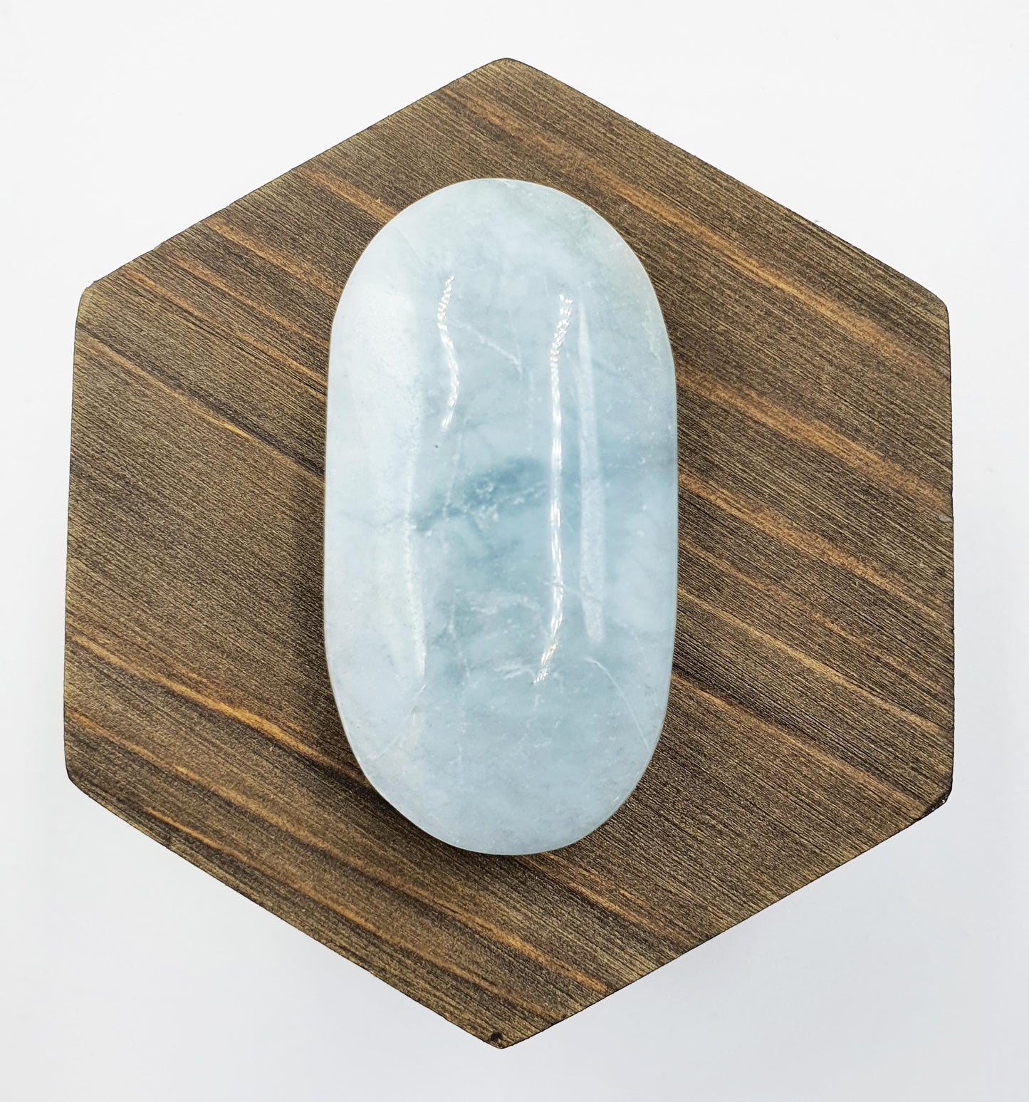 Aquamarine Palm Stone - Calming & Stress Relief Throat Chakra Crystal - 50g