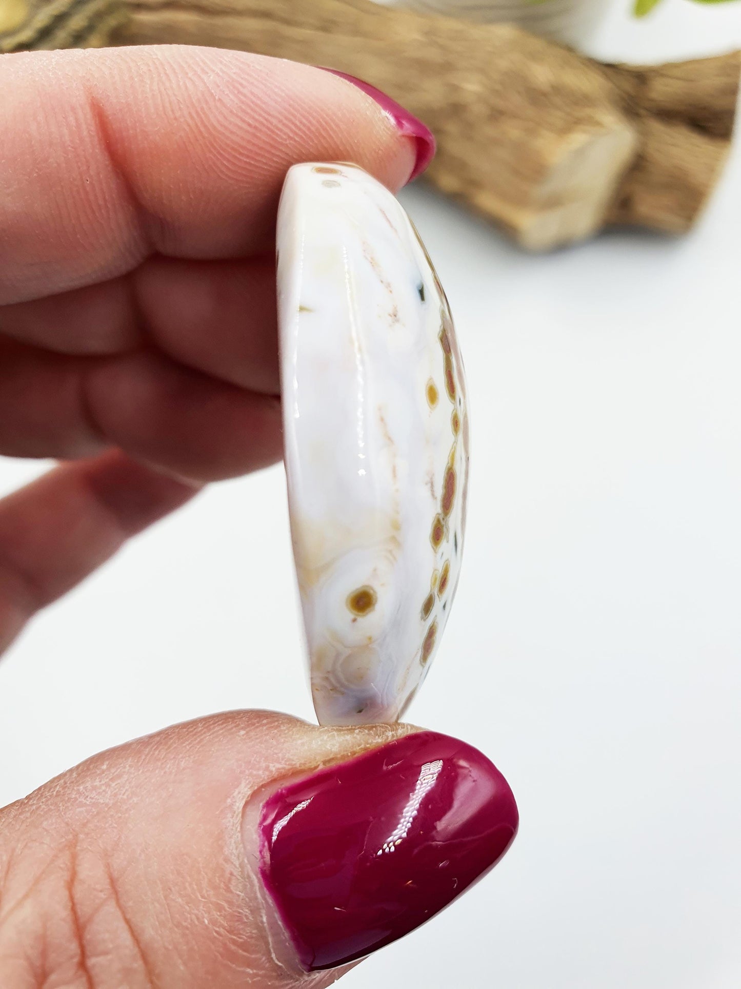 Small Orbicular Ocean Jasper Palm with sparkly drusy pocket - Joy & Renewal Healing Crystal, 25g
