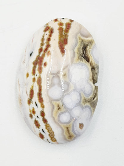 Small Orbicular Ocean Jasper Palm with sparkly drusy pocket - Joy & Renewal Healing Crystal, 25g