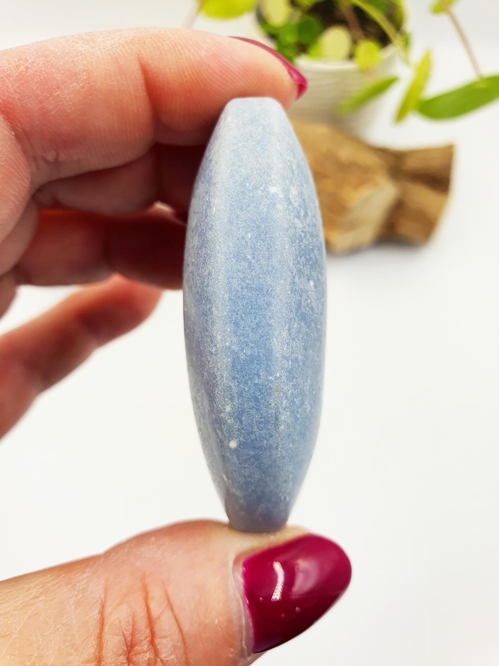 Angelite Palm Stone – Peace, Communication & Angelic Connection Healing Crystal, 75g