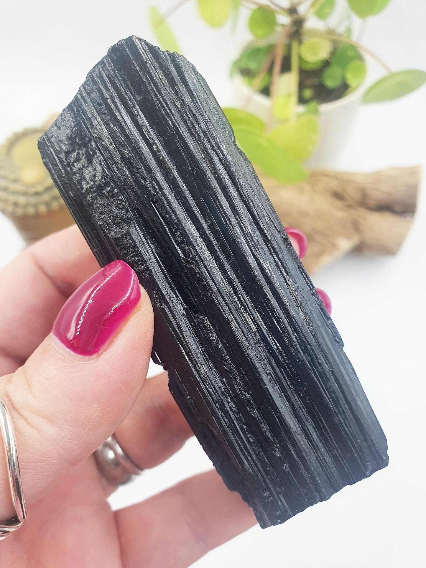 Flashy Raw Black Tourmaline Specimen - Natural Protection and Grounding Crystal - 135g