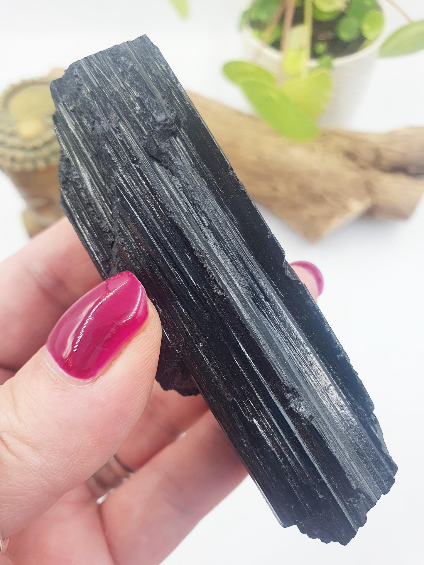 Flashy Raw Black Tourmaline Specimen - Natural Protection and Grounding Crystal - 135g