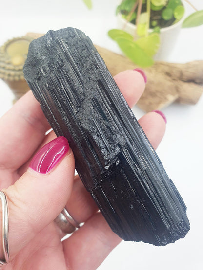 Flashy Raw Black Tourmaline Specimen - Natural Protection and Grounding Crystal - 135g
