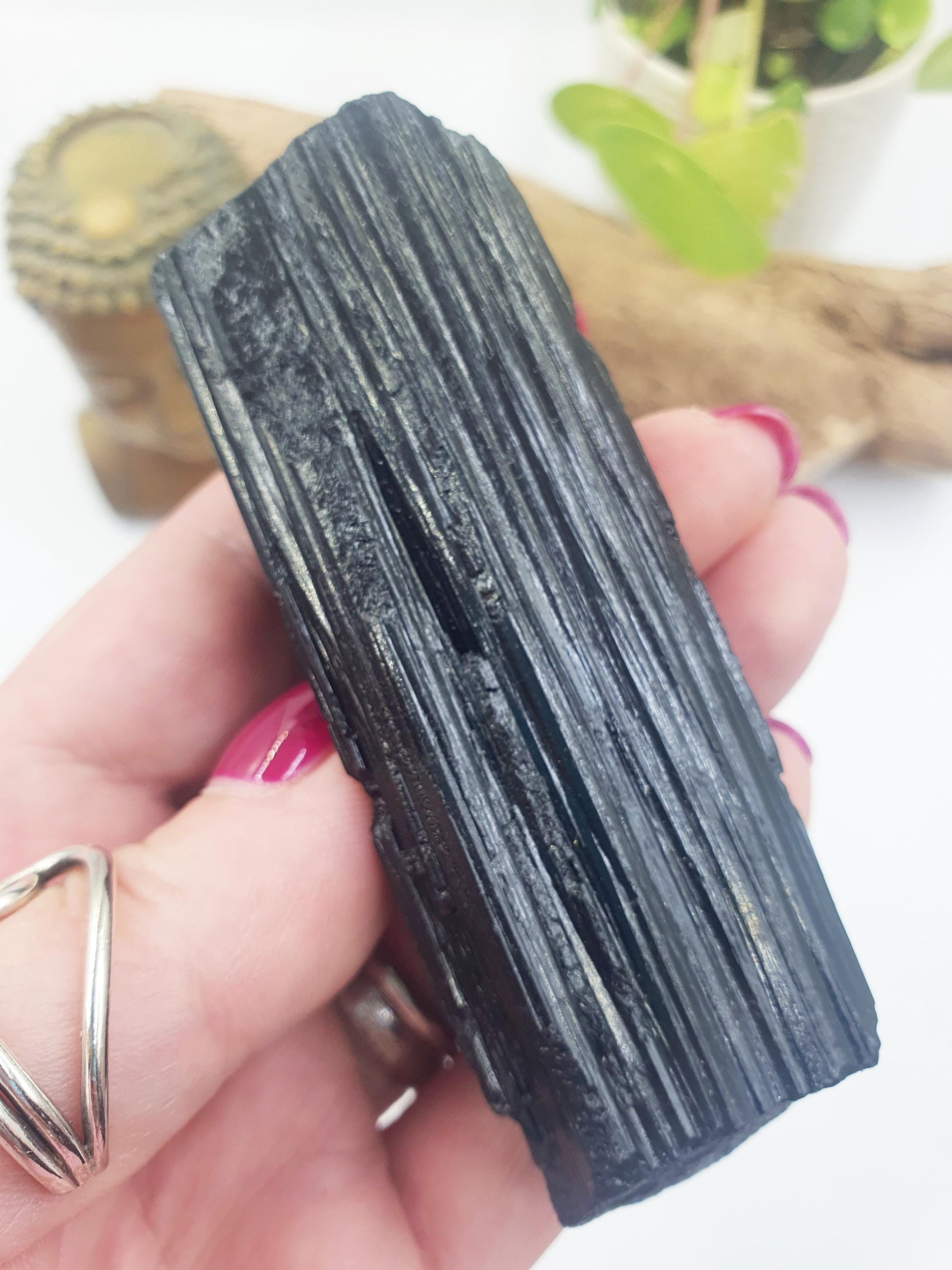 Flashy Raw Black Tourmaline Specimen - Natural Protection and Grounding Crystal - 135g