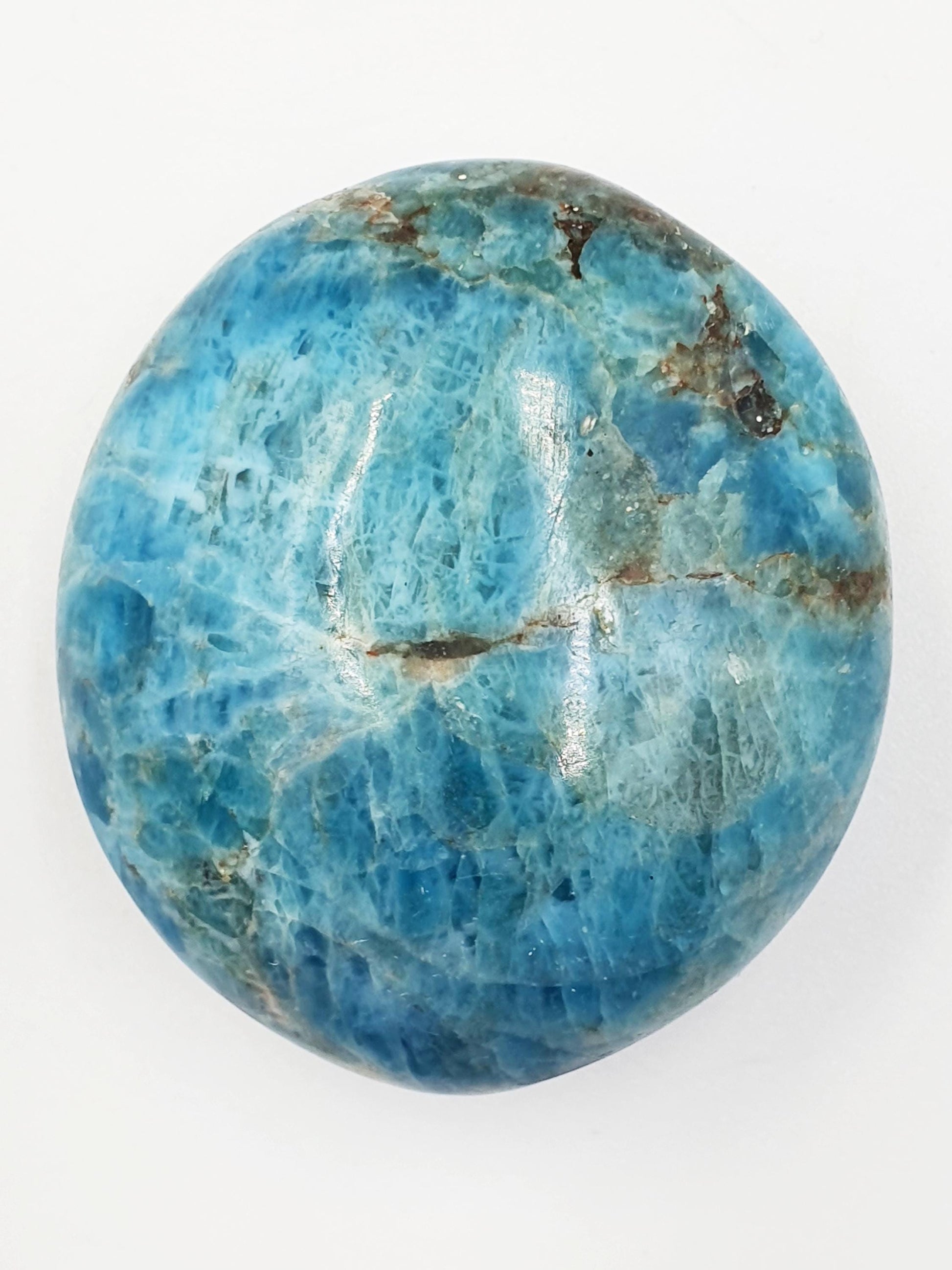 Blue Apatite Palm Stone - Motivation & Focus Healing Crystal - 80g