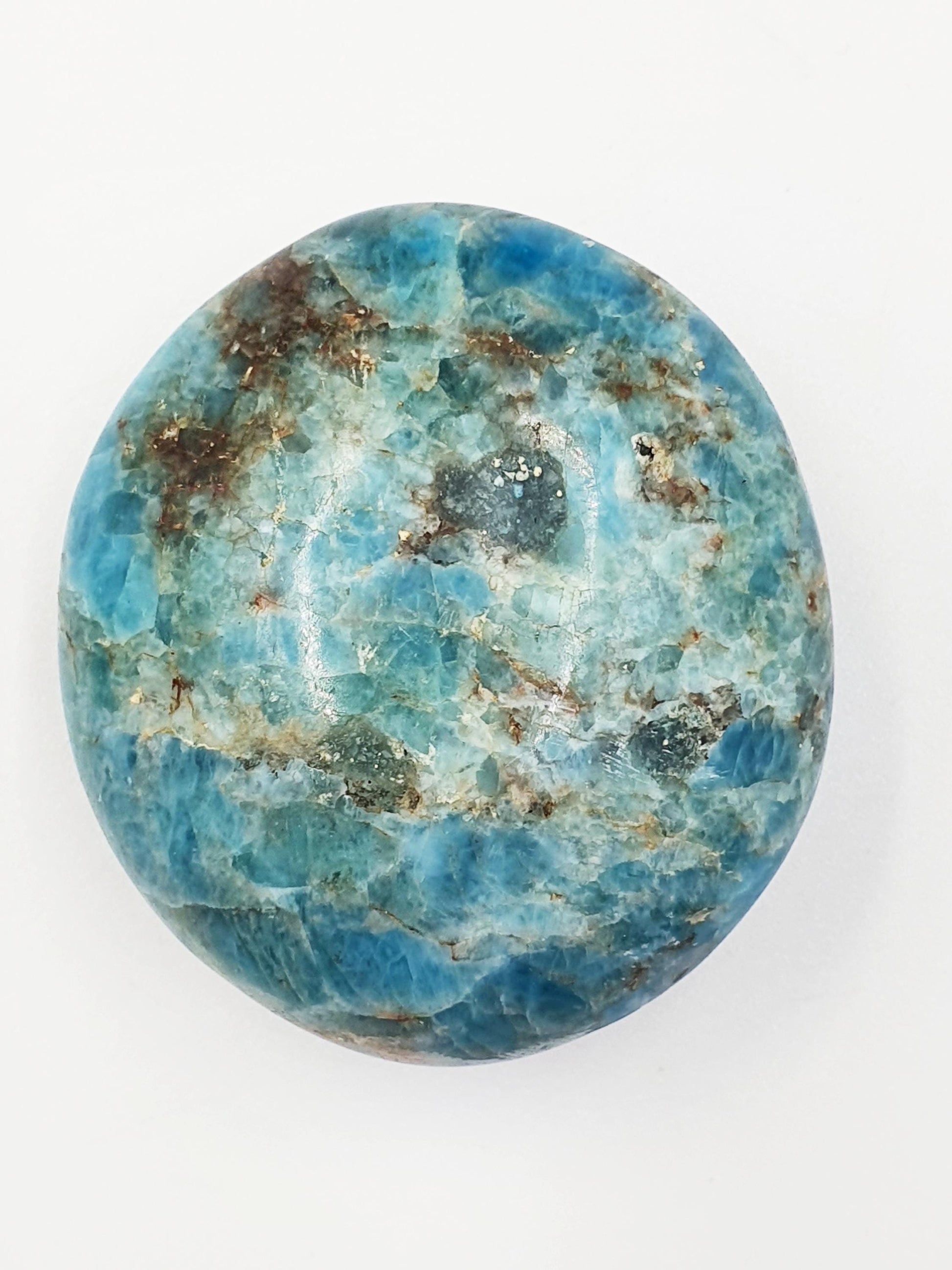 Blue Apatite Palm Stone - Motivation & Focus Healing Crystal - 80g