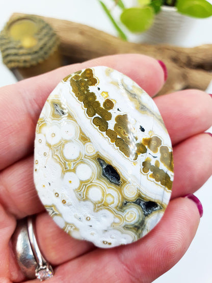 Orbicular Ocean Jasper Palm - Joy & Renewal Healing Crystal, 30g