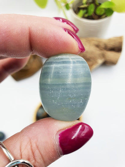 Blue Onyx Tumble Stone - Calming & Strength Healing Crystal